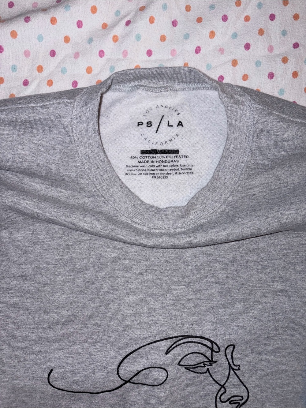 PacSun PS/LA Abstract Line Art Graphic Crewneck Sweatshirt Gray Medium - Picture 6 of 7